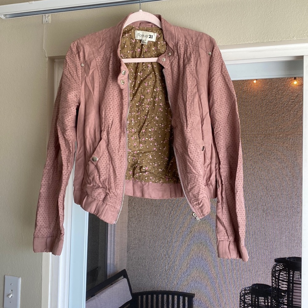 Forever 21 Pink Suede Moto Jacket